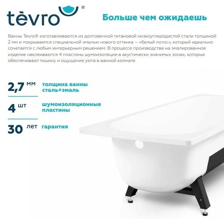 Ванна стальная Виз Tevro 150x70 на ножках