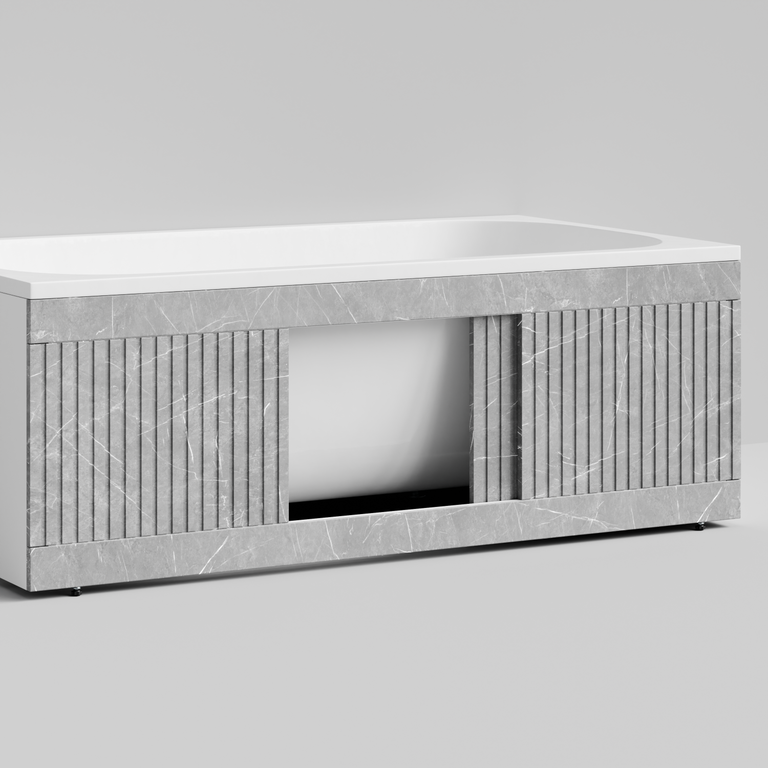 Экран под ванну Vod-ok Тач 150 раздвижной Мрамор Белый софт тач