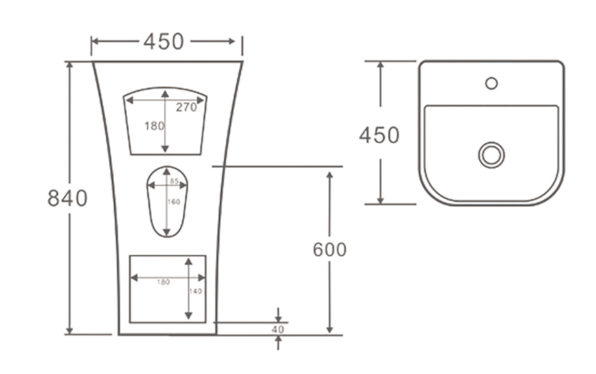 Раковина SantiLine SL-4016 напольная, белая