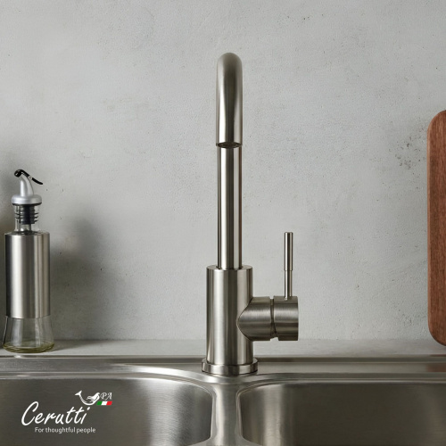 Cмеситель для кухни Ceruttispa Сельсо II BN (CELSO II BN) из нержавеющей стали, цвет матовый никель