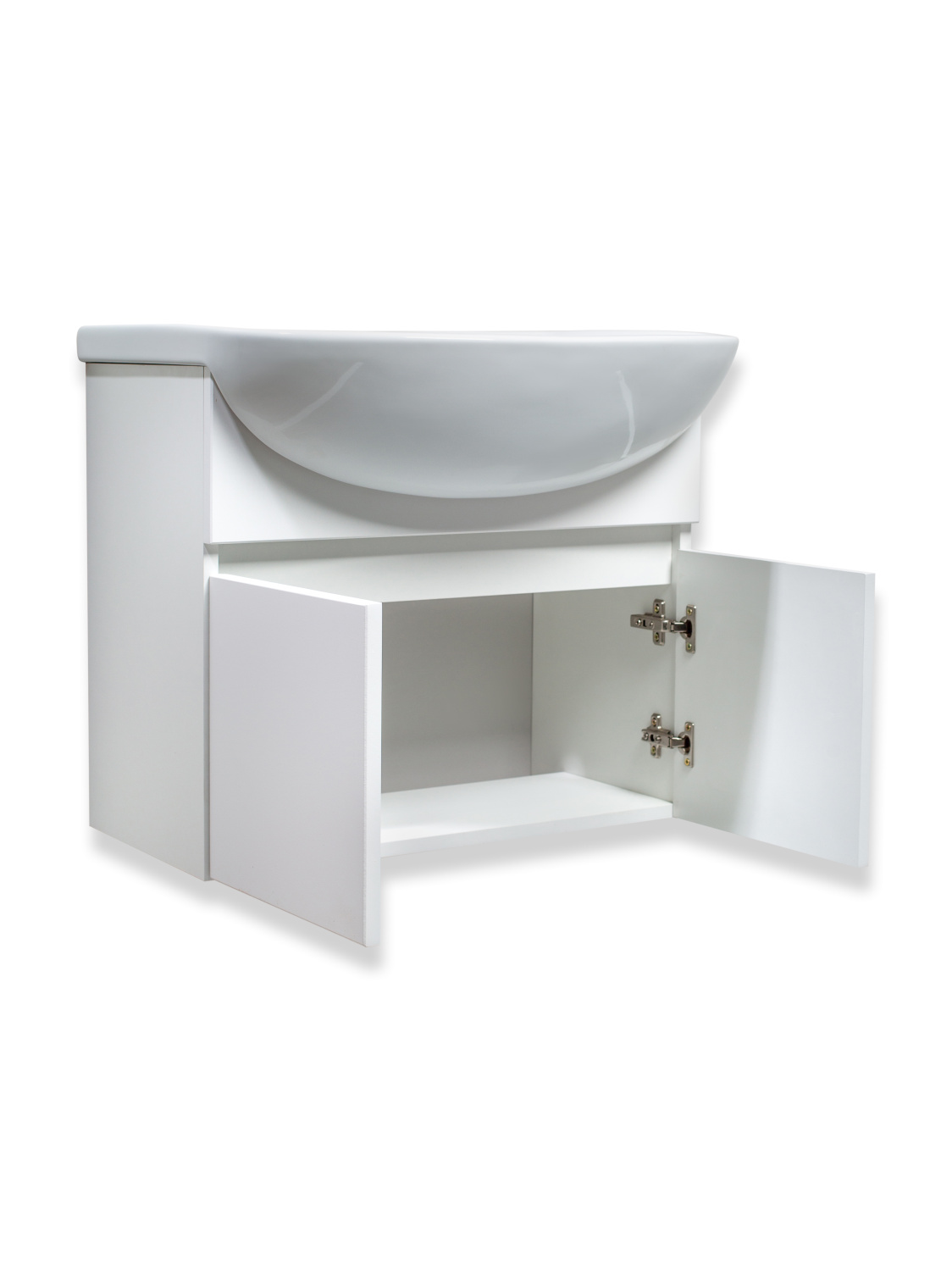 Тумба подвесная Runo Лада 60 белый с раковиной Уют 60