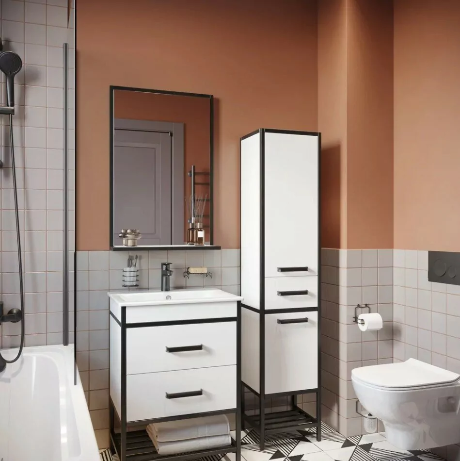 Пенал Sanflor Норд 35 R напольный, белый, черный муар