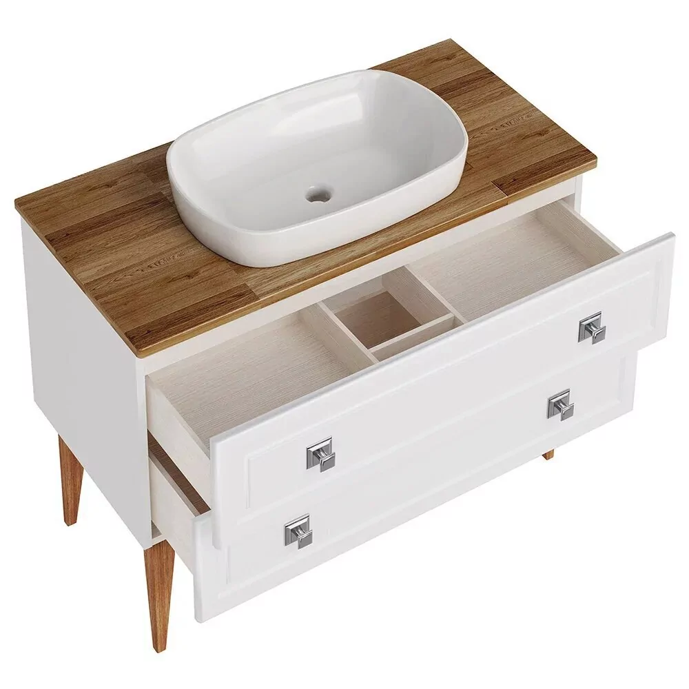 Тумба напольная Asb-Woodline Каталина 100 с раковиной Купер 56, белый