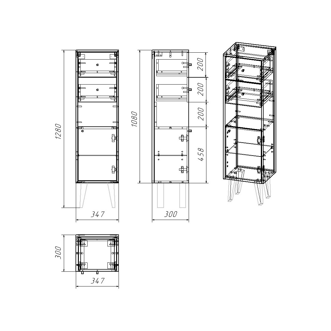 Шкаф-пенал напольный Dreja Luno 35 см, белый