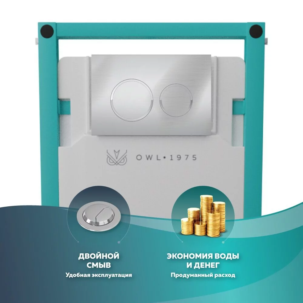 Кнопка смыва Owl 1975 Titan Chrome Glance, Knapp03TCG, механическая, хром глянец