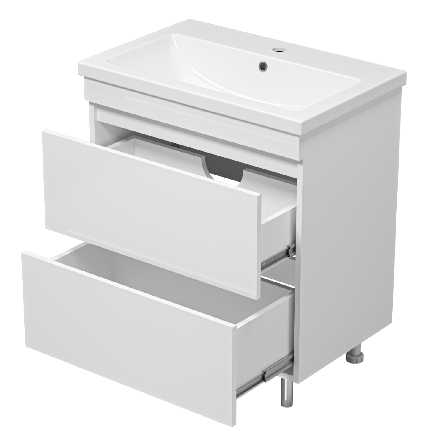 Тумба с раковиной Misty Енисей 70 с 2 ящиками, белый