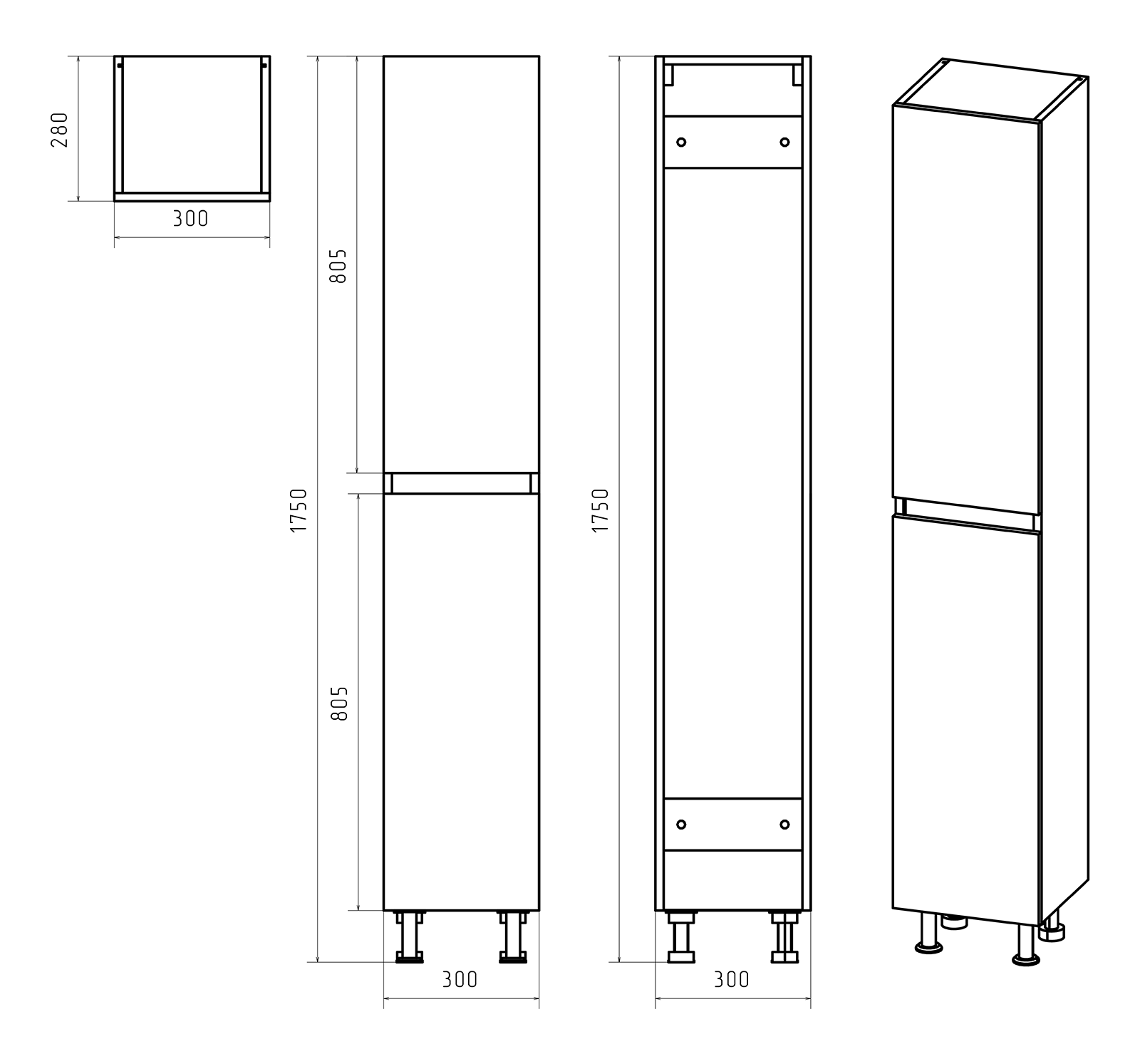 Пенал Misty Енисей 30 напольный/подвесной, L/R, белый