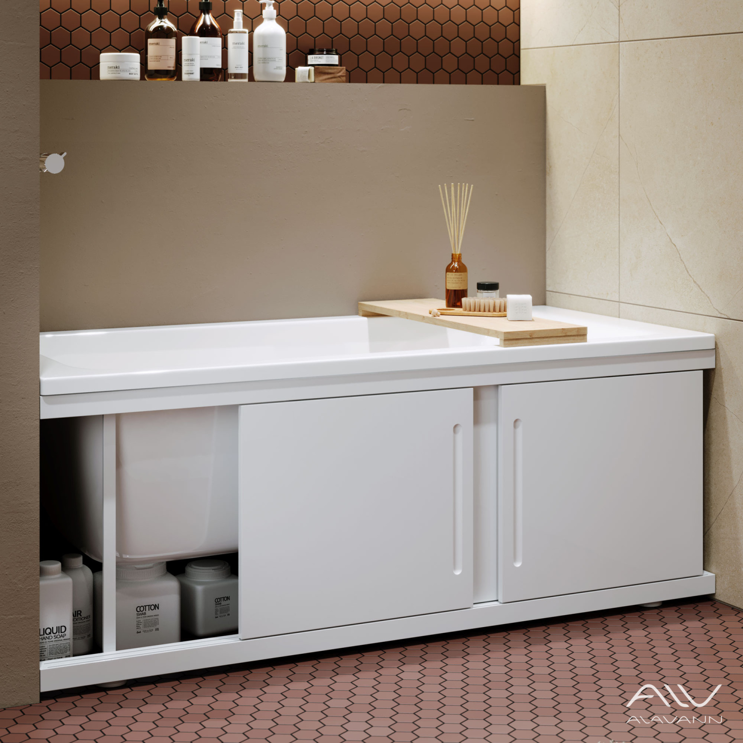 Экран под ванну Alavann Alt 160 раздвижной белый