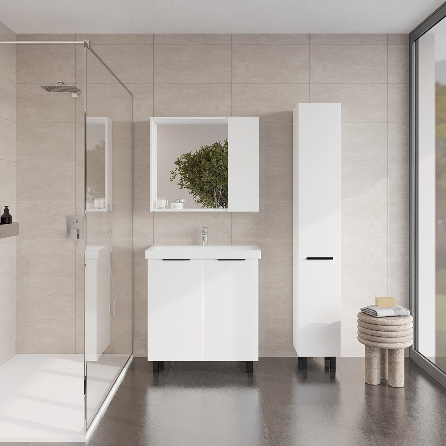 Тумба напольная Viant Берлин 60 с раковиной Moduo 60, белый