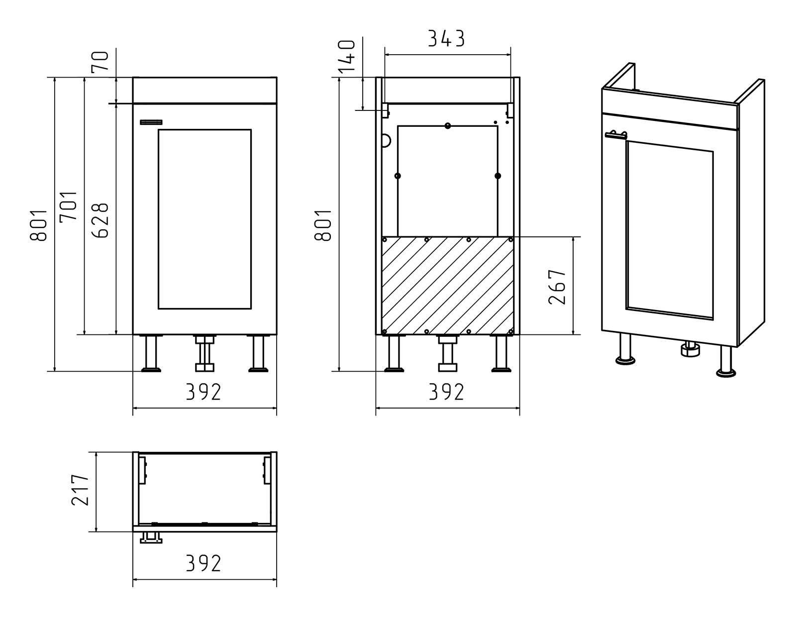 Тумба с раковиной Misty Урал 40 белый