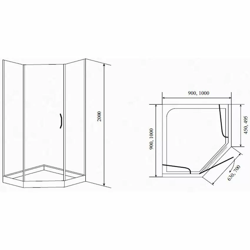 Душевой уголок Timo BY-839 Fabric Glass, матовый, 80х80, пятиугольный, с низким поддоном, хром Душевой уголок Timo BY-839 Fabric Glass, матовый, 80х80, пятиугольный, с низким поддоном, хром