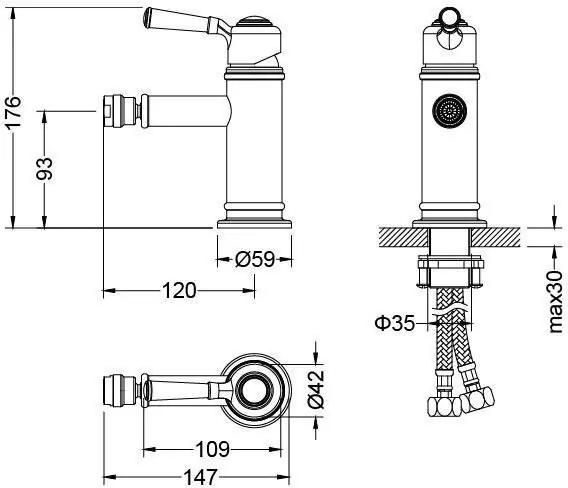 Смеситель для биде Timo Arisa 5312/02F antique Антик