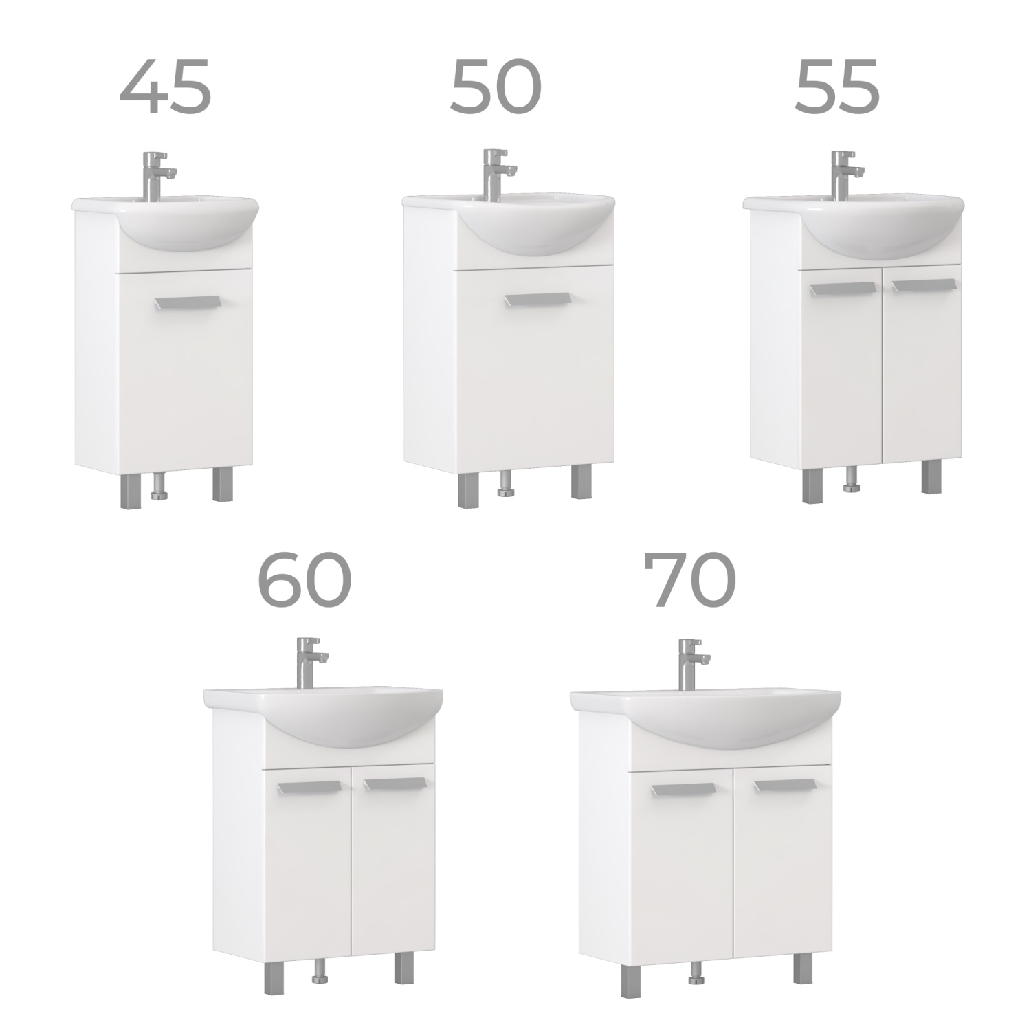 Тумба напольная Vigo Hoska 50 с раковиной Уют 50, 1 дверь, белый