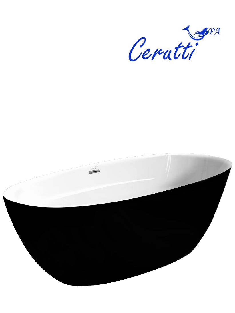 Ванна акриловая Cerutti Spa GRETA170GMB (1700x800x600) отдельностоящая, черная матовая снаружи, белая внутри,
