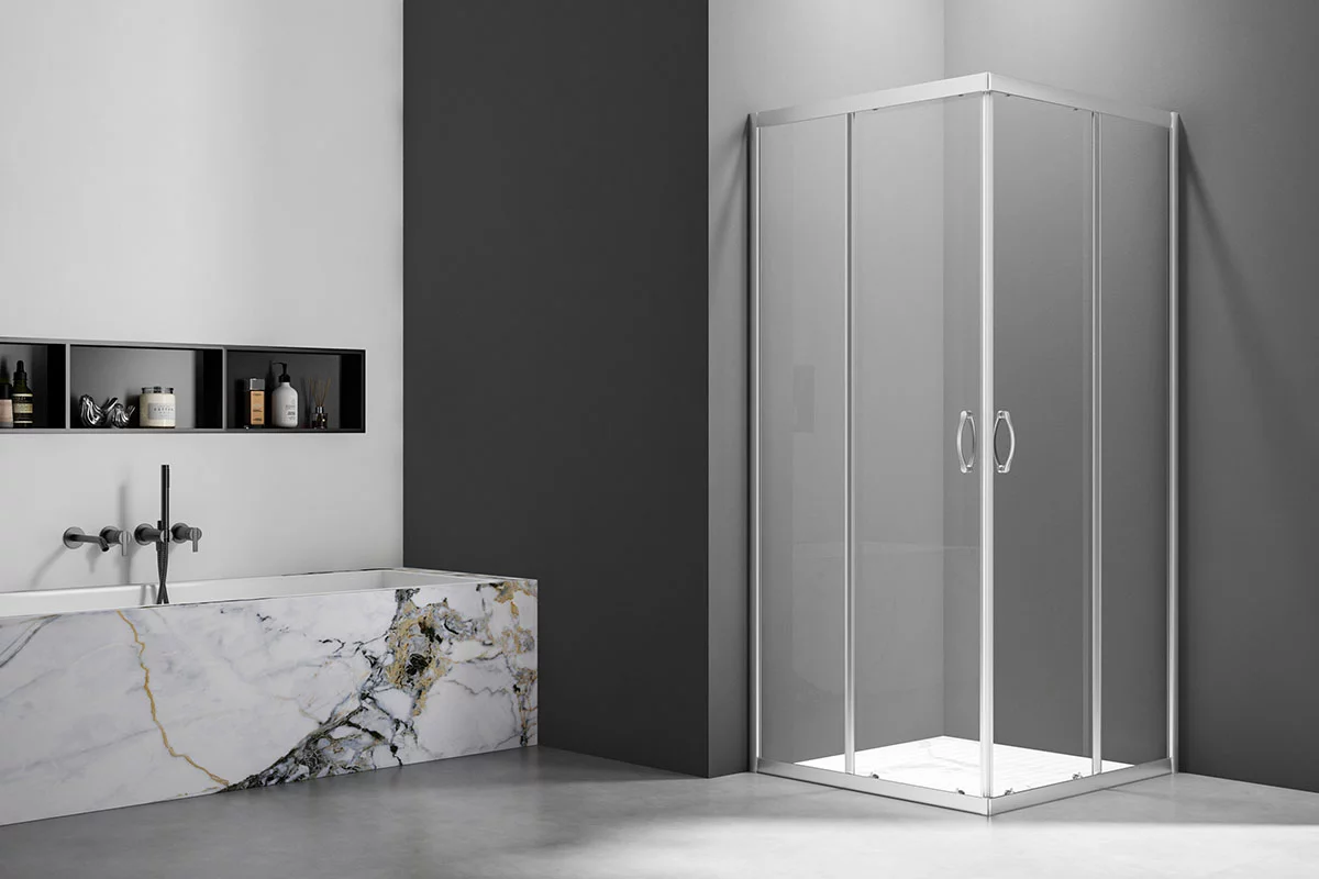 Душевой угол Veconi Rovigo RV-101, 900x800x1900, хром, стекло прозрачное