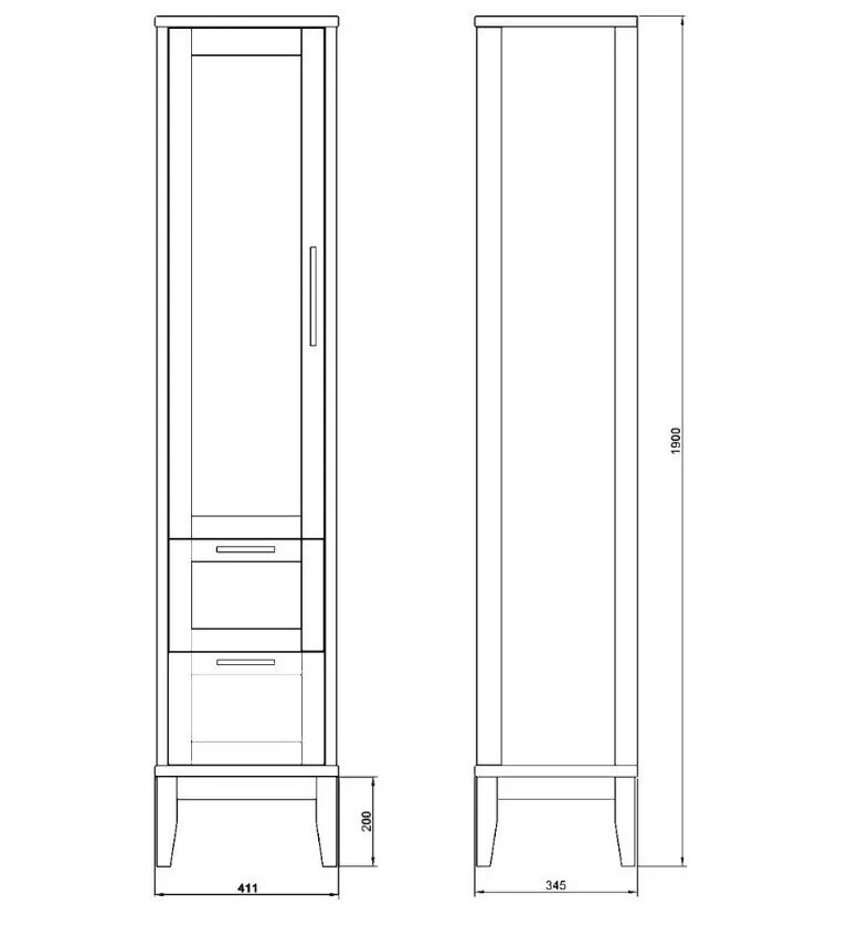 Пенал напольный ValenHouse Эйвори 40 L белый
