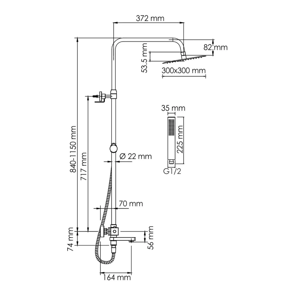 Душевая стойка WasserKraft A199.118.103.010.CH Thermo хром от магазина Vanna-Vanna.ru!