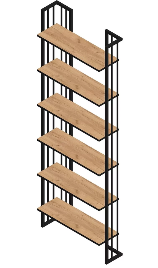 Стеллаж Sanflor Тетрис 2000, 69х21х200 см дуб крафт золотой/черный