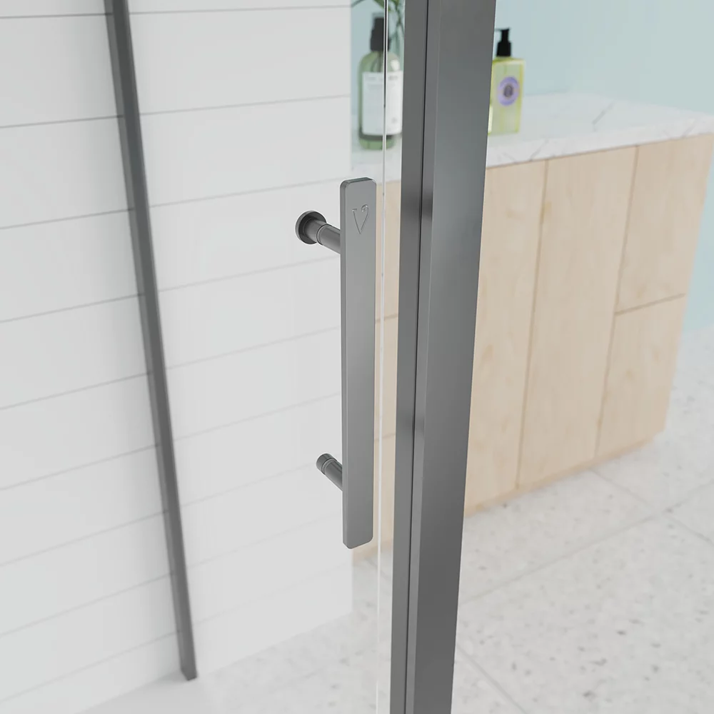 Душевой угол Veconi Evo 100SP GR 1700х900x1950, графит брашинг, прозрачное стекло