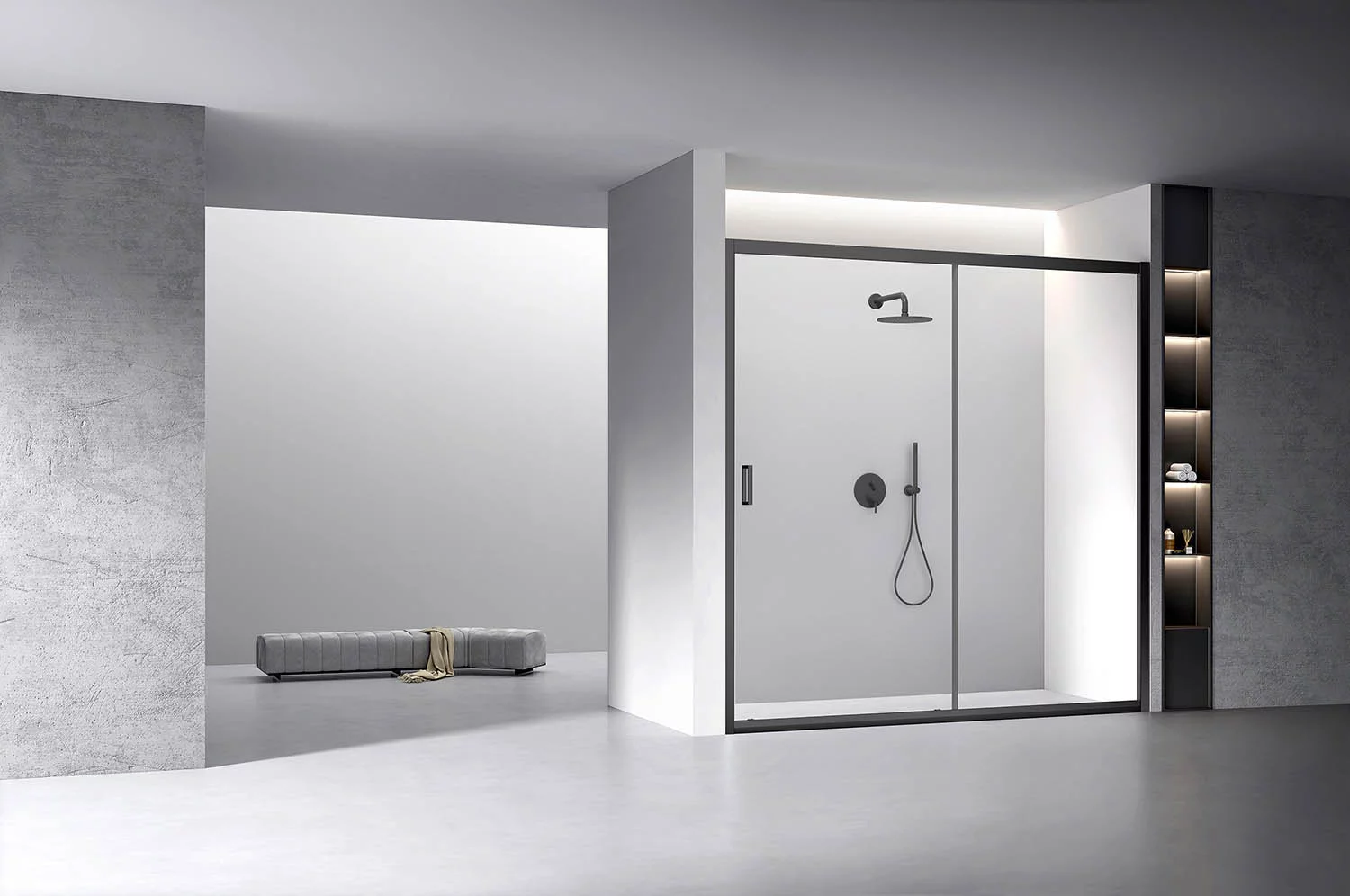 Душевая дверь Veconi Vianno VN-60B, 1800x1950, Черный, стекло прозрачное