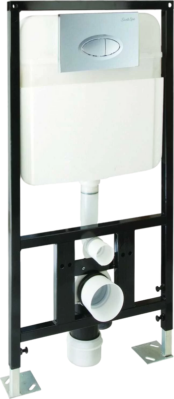 Унитаз подвесной SantiLine SL-5025+SL-01 с инсталляцией и кнопкой, белый