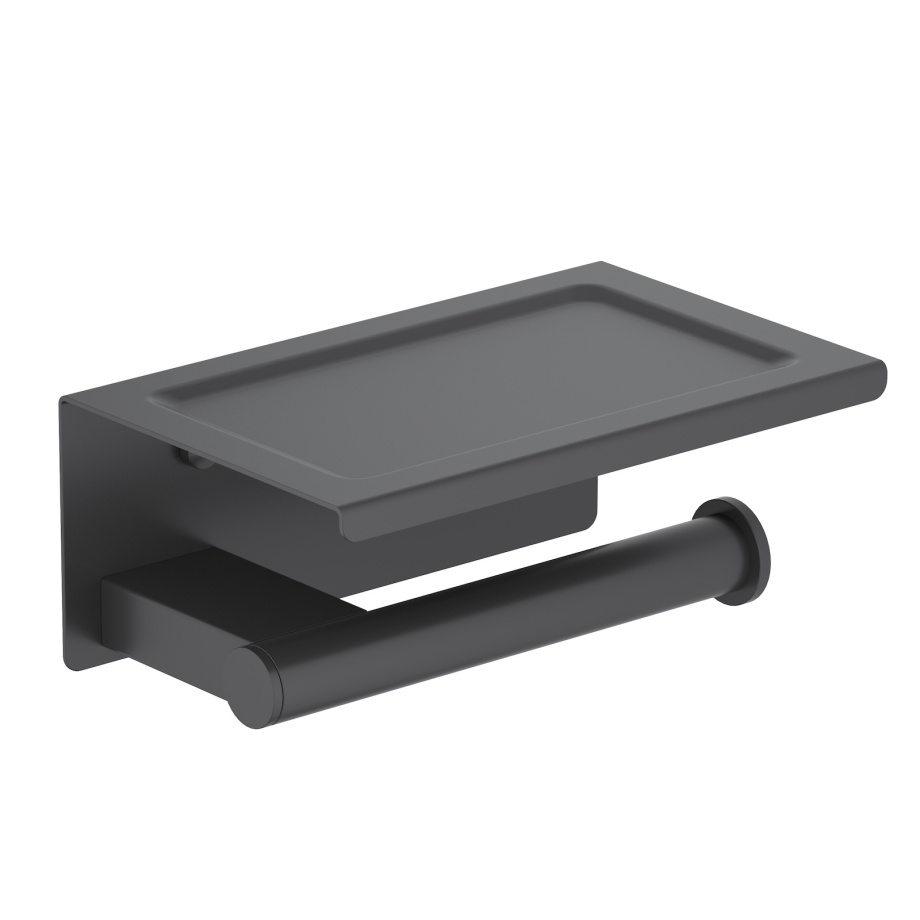 Бумагодержатель с полкой для телефона Timo Luiro 18543/03 черный матовый
