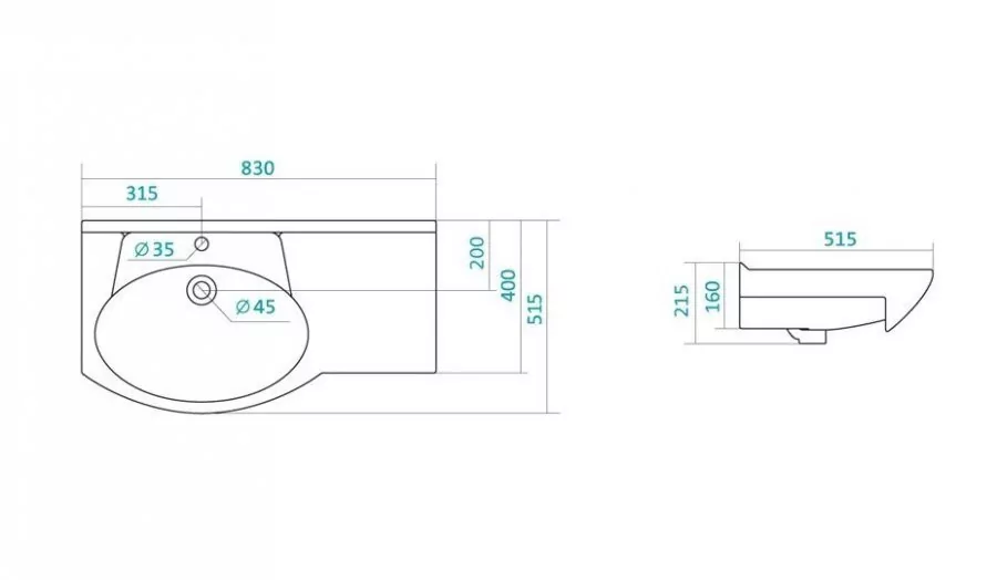 Тумба напольная Style Line Эко Стандарт №25 R 82 с раковиной Коралл 82, белая