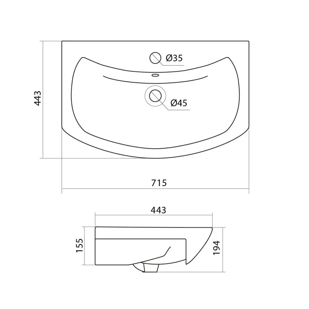 Тумба напольная Viant Лима 70 с раковиной Балтика 70, белый
