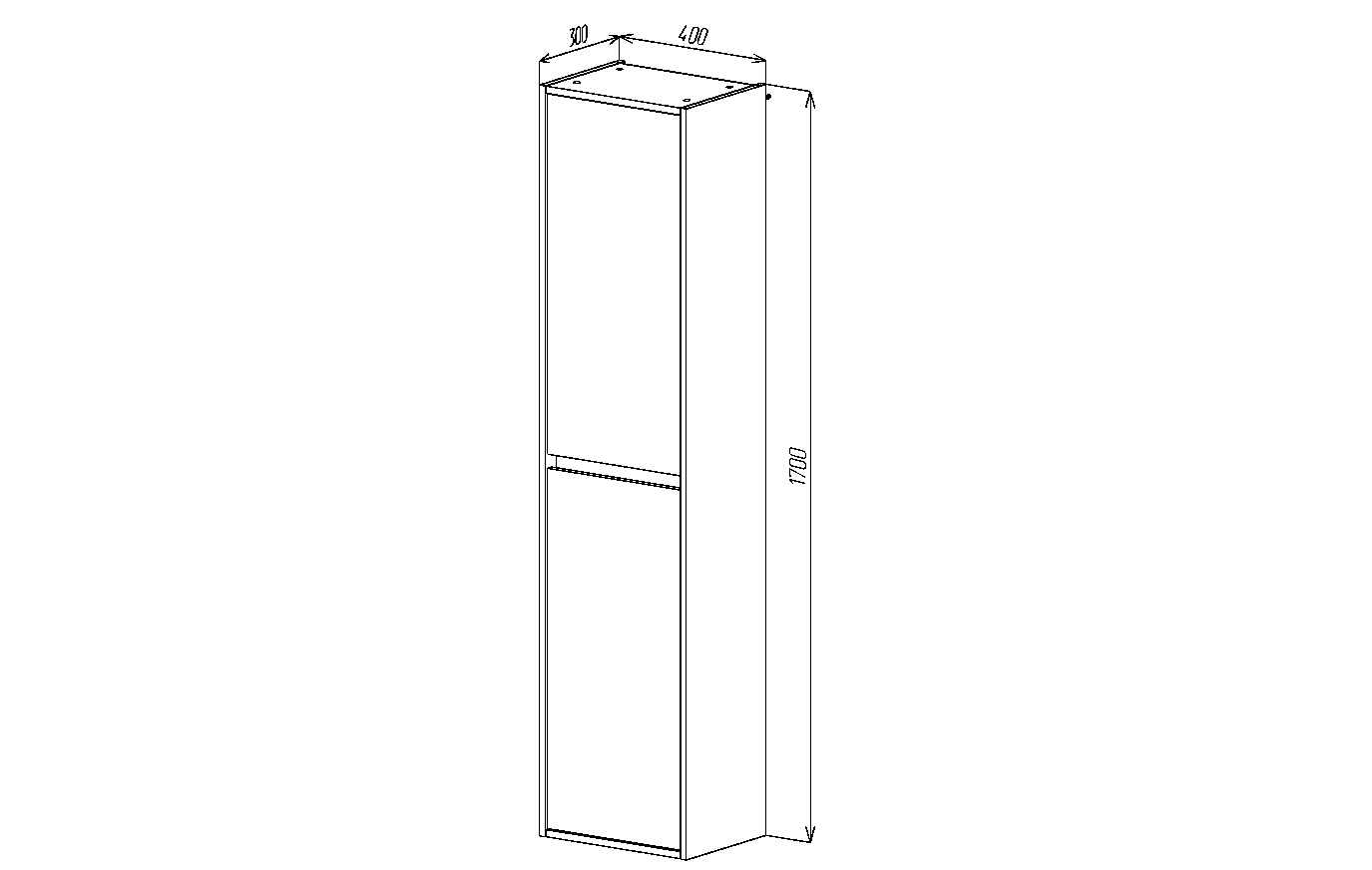Пенал подвесной Viant Люксембург 40 L/R 2 двери, черный/темное дерево