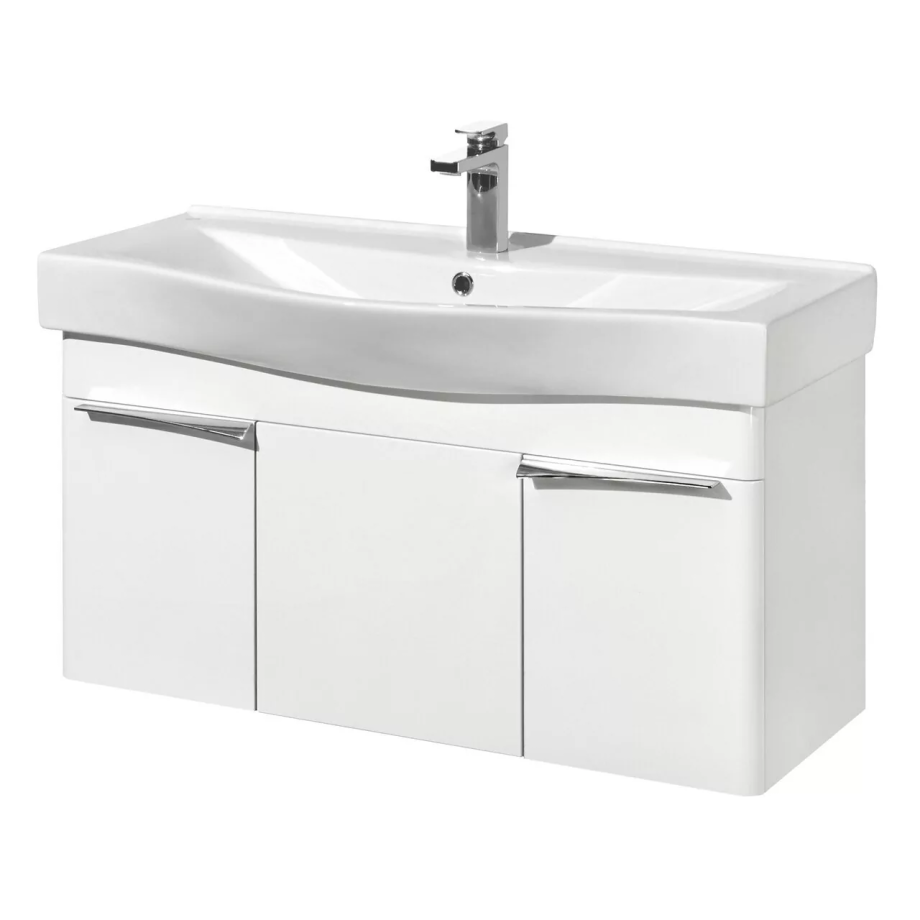 Тумба подвесная Aquaton Беверли 100 с раковиной Беверли 100, 2 двери, 1 ящик, белый