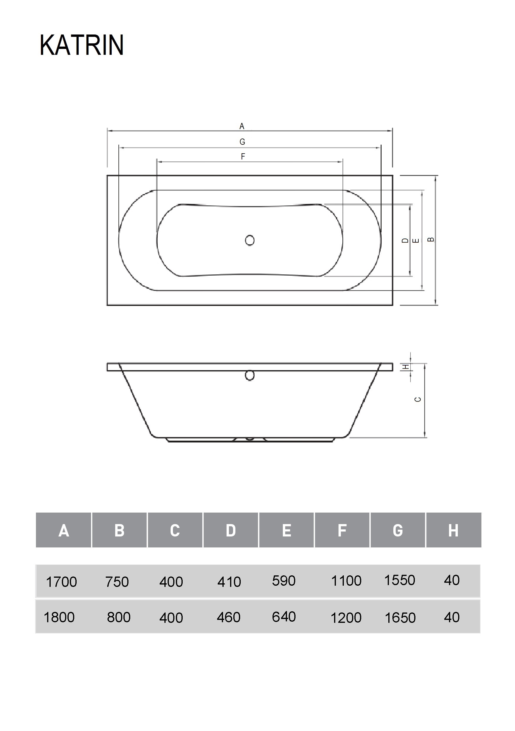 Ванна акриловая Relisan Katrin 180х80