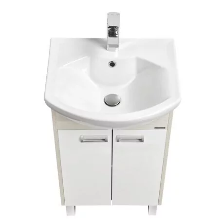 Тумба напольная Aquaton Бекка 50 с раковиной Смайл 50, белый/дуб сомерсет