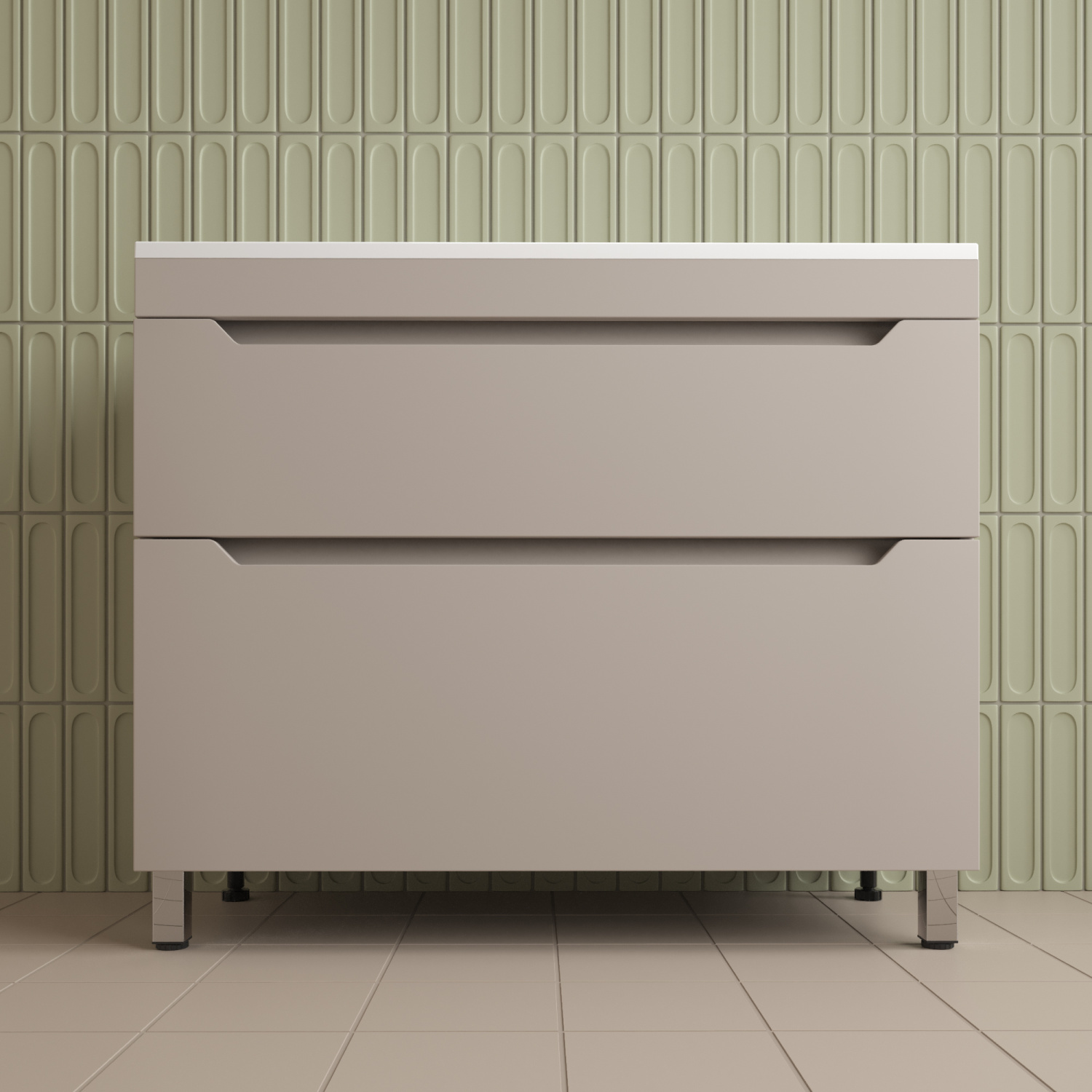 Тумба напольная Style Line Остин 100 с раковиной Фортуна 100 серый шелк, крем