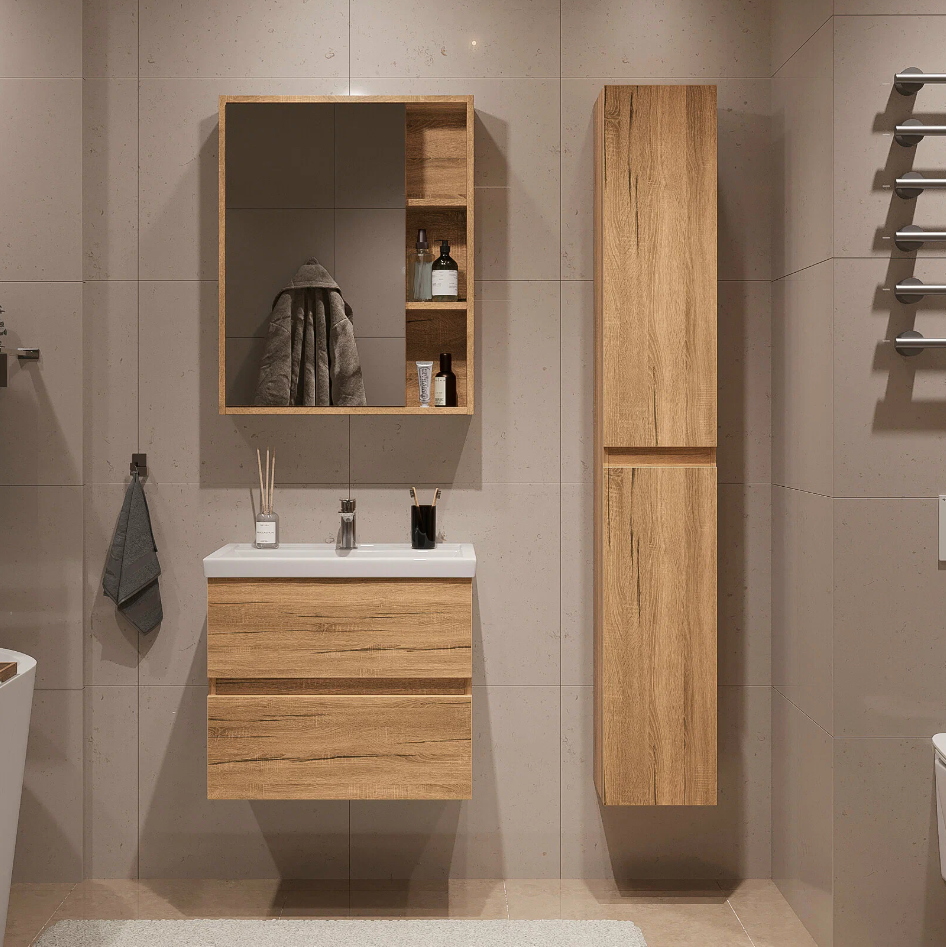 Тумба подвесная SanStar Lavanti 50 с раковиной Фостер 50 Дуб вотан