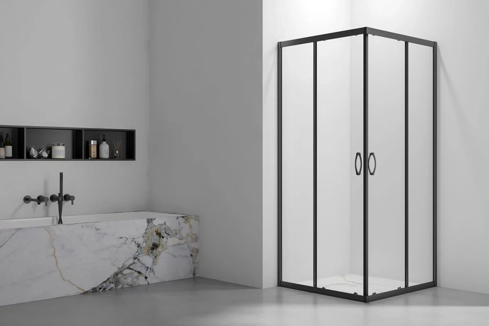 Душевой угол Veconi Rovigo RV-101B, 900x800x1900, черный, стекло прозрачное от магазина Vanna-Vanna.ru!