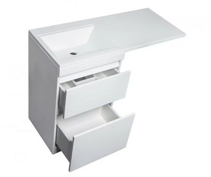 Тумба напольная Style Line Даллас 115 Люкс Plus ПВХ с раковиной Даллас 115 под стиральную машину, левая, белая