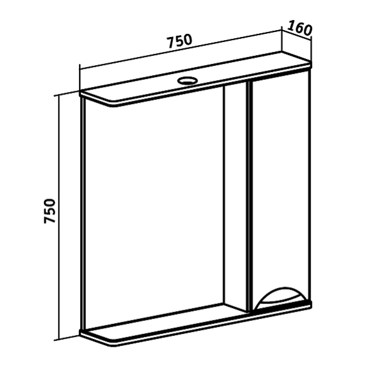 Зеркало-шкаф Runo Барселона 75 R, белый