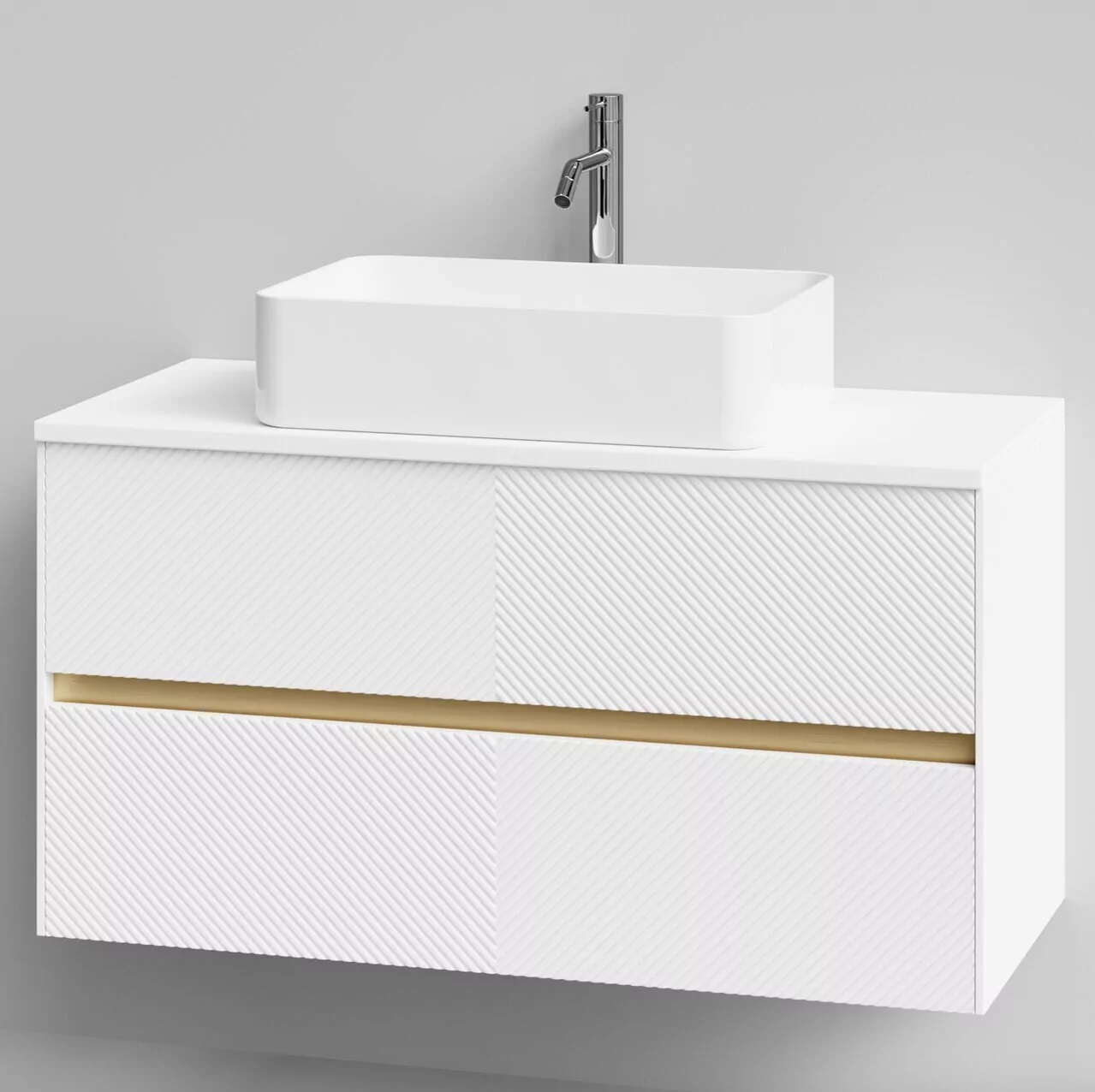 Тумба подвесная Vod-ok Аурум 100 с раковиной Олимпия 560, белый + 7 цветов