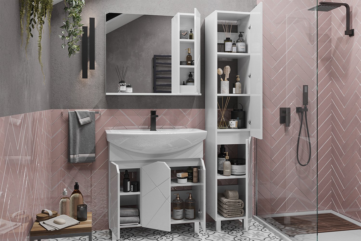 Зеркальный шкаф подвесной SanStar Линни 80 белый