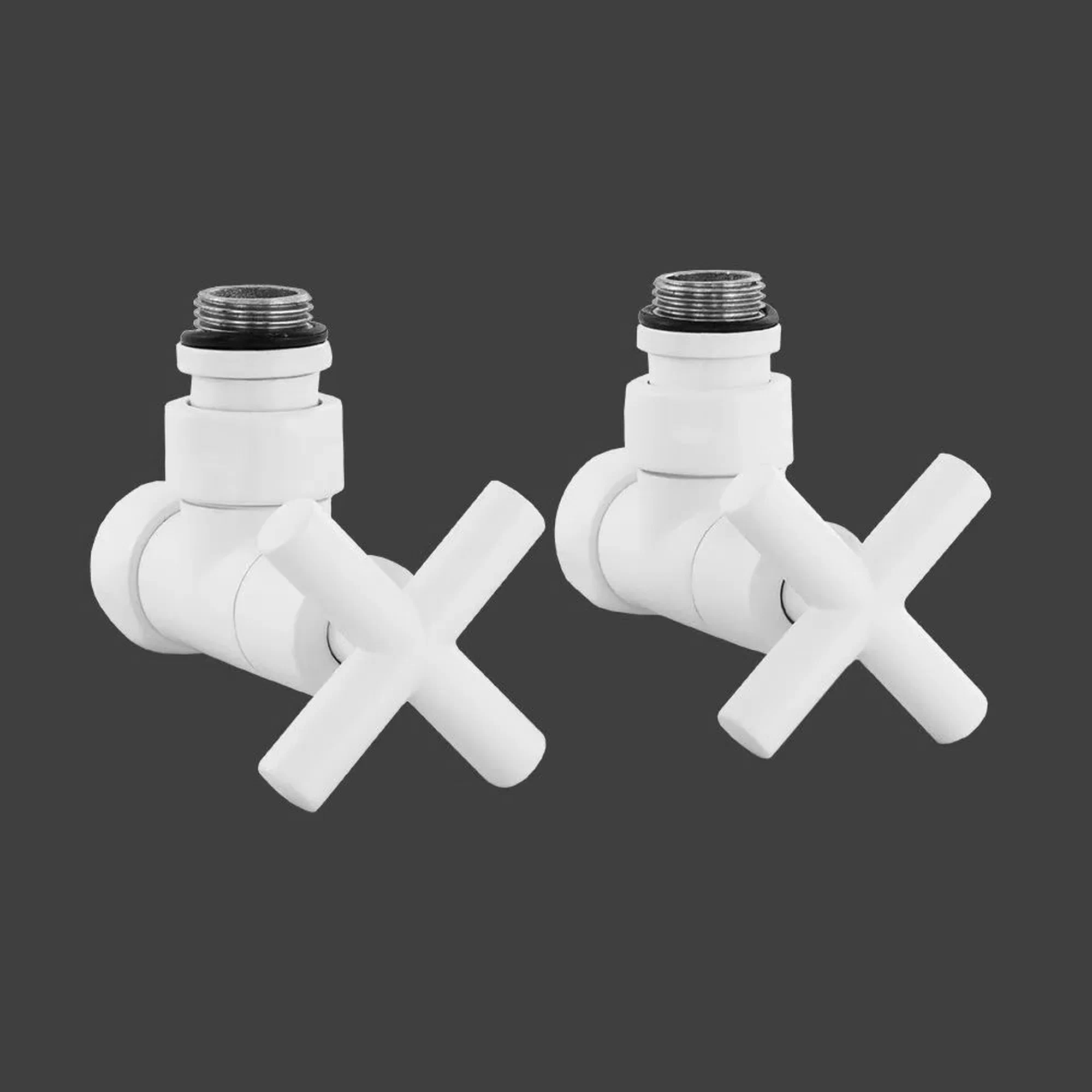 Кран для полотенцесушителя / вентиль угловой Energy, 1/2'' - 3/4'', цвет белый матовый, ручка крест- 2 шт.