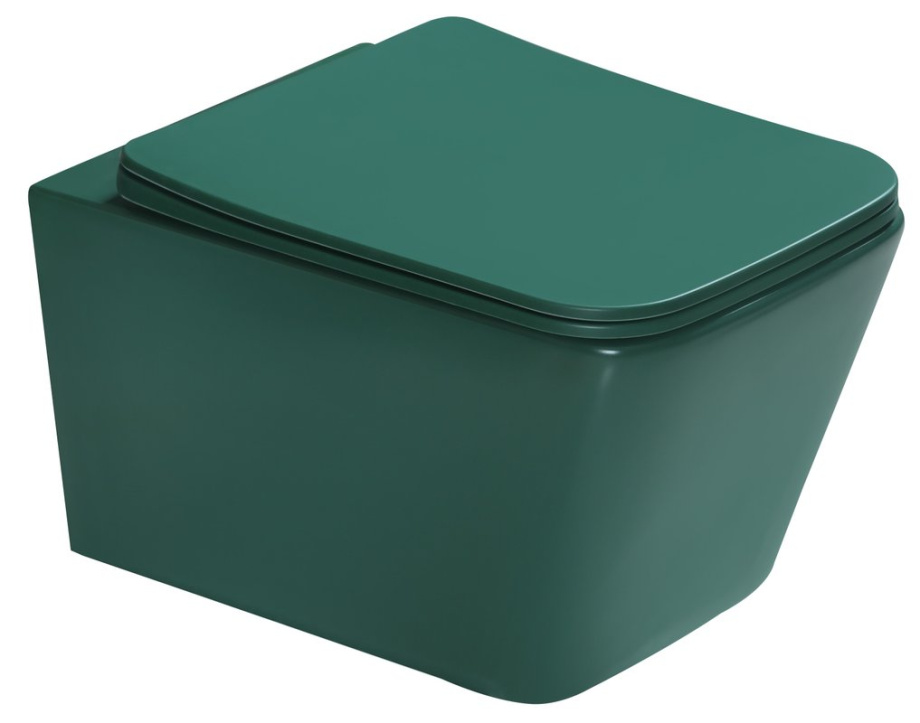 Унитаз SantiLine SL-5007T-G подвесной, безободковый, с микролифт, зеленый матовый
