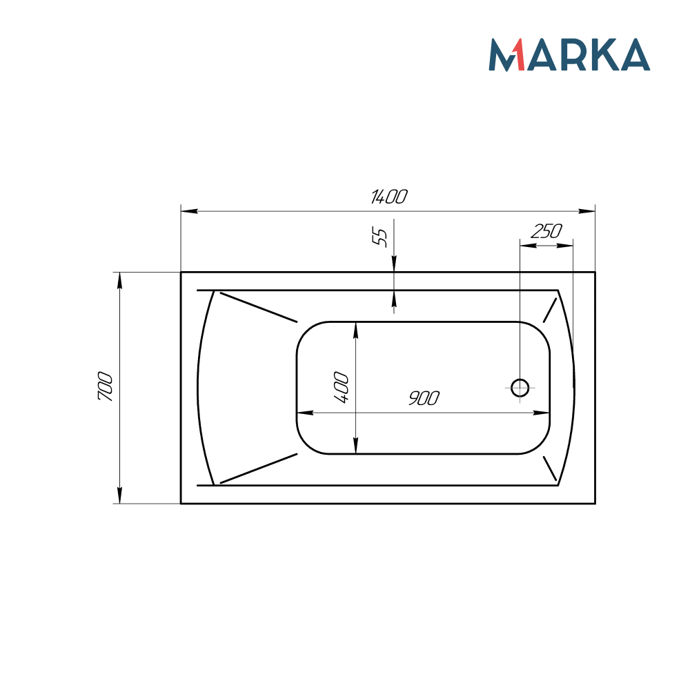 Ванна 1Marka MODERN 140*70 Комплект Стандарт 2+