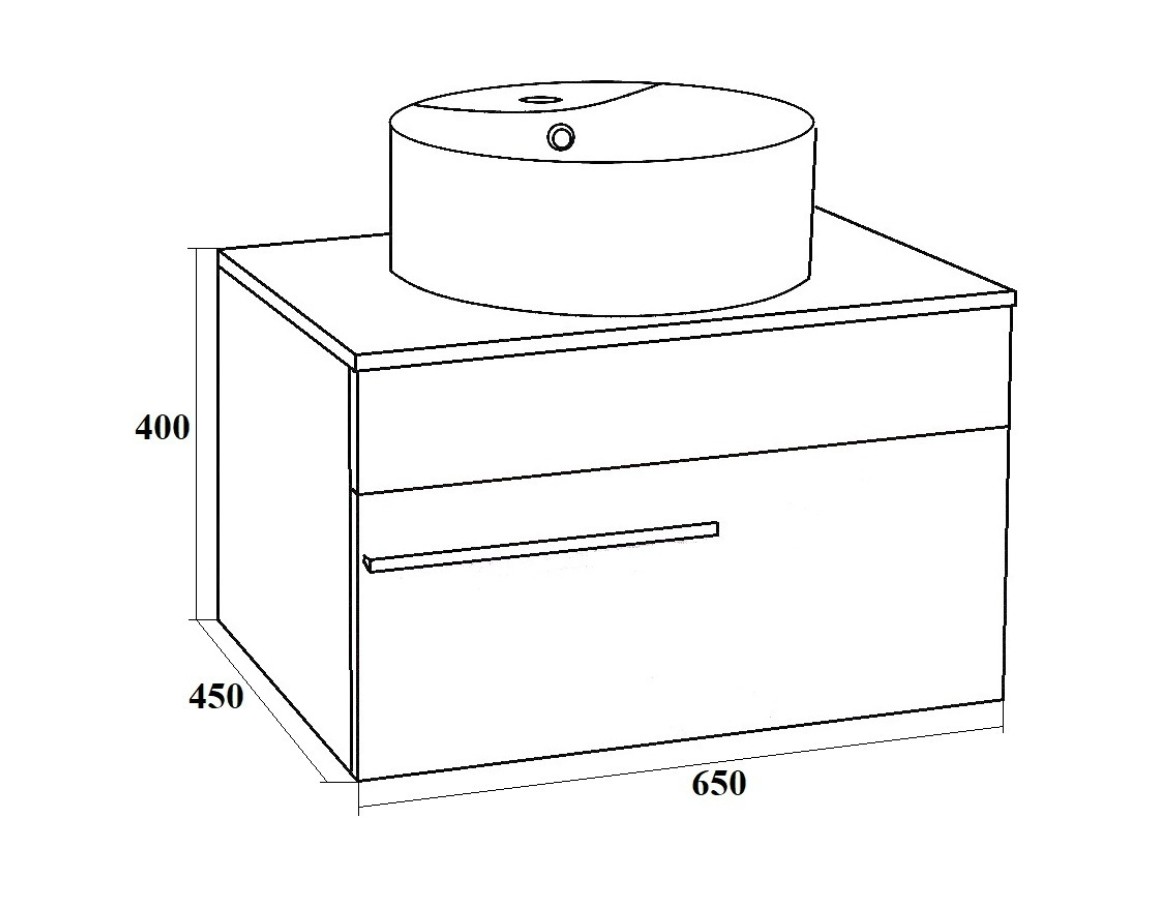 Тумба подвесная Runo Вудлайн 65 с раковиной Palla D41 круг, белый/крем