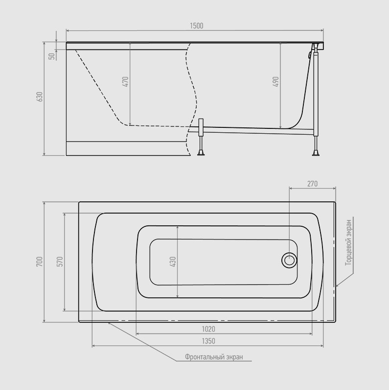 Ванна акриловая Timo Ritta 155x70
