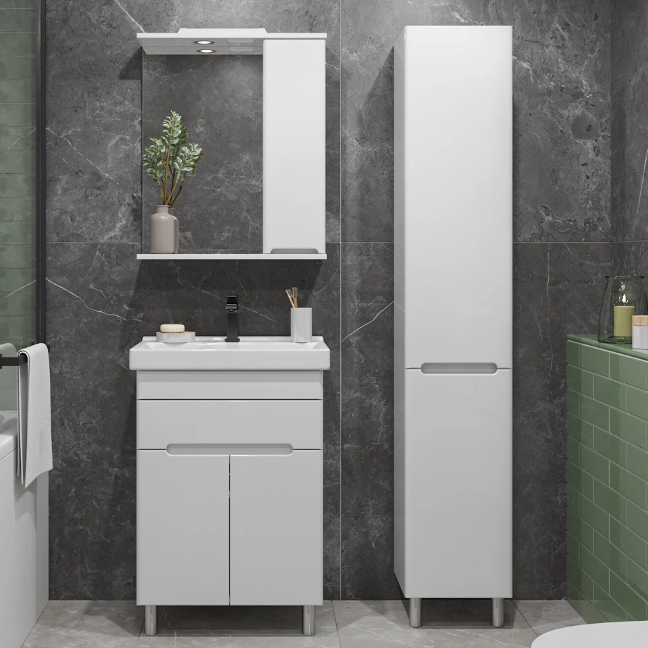 Тумба напольная SanStar Модена 60 с раковиной Фест 60, белая