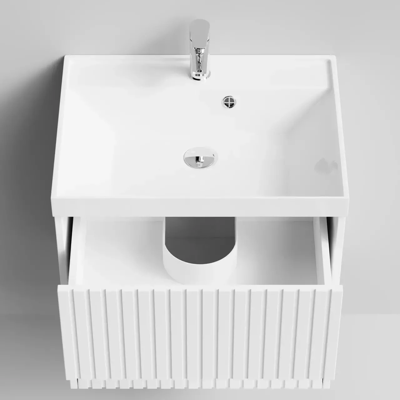 Тумба подвесная Vod-ok Тач 60 2 ящика с раковиной Classica 60, белая + 13 цветов