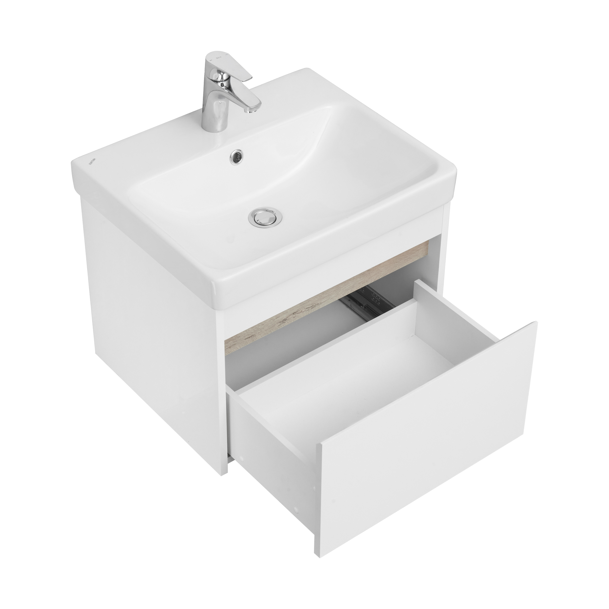 Тумба подвесная Aquaton Марти 55 с раковиной Адриана 55, белый