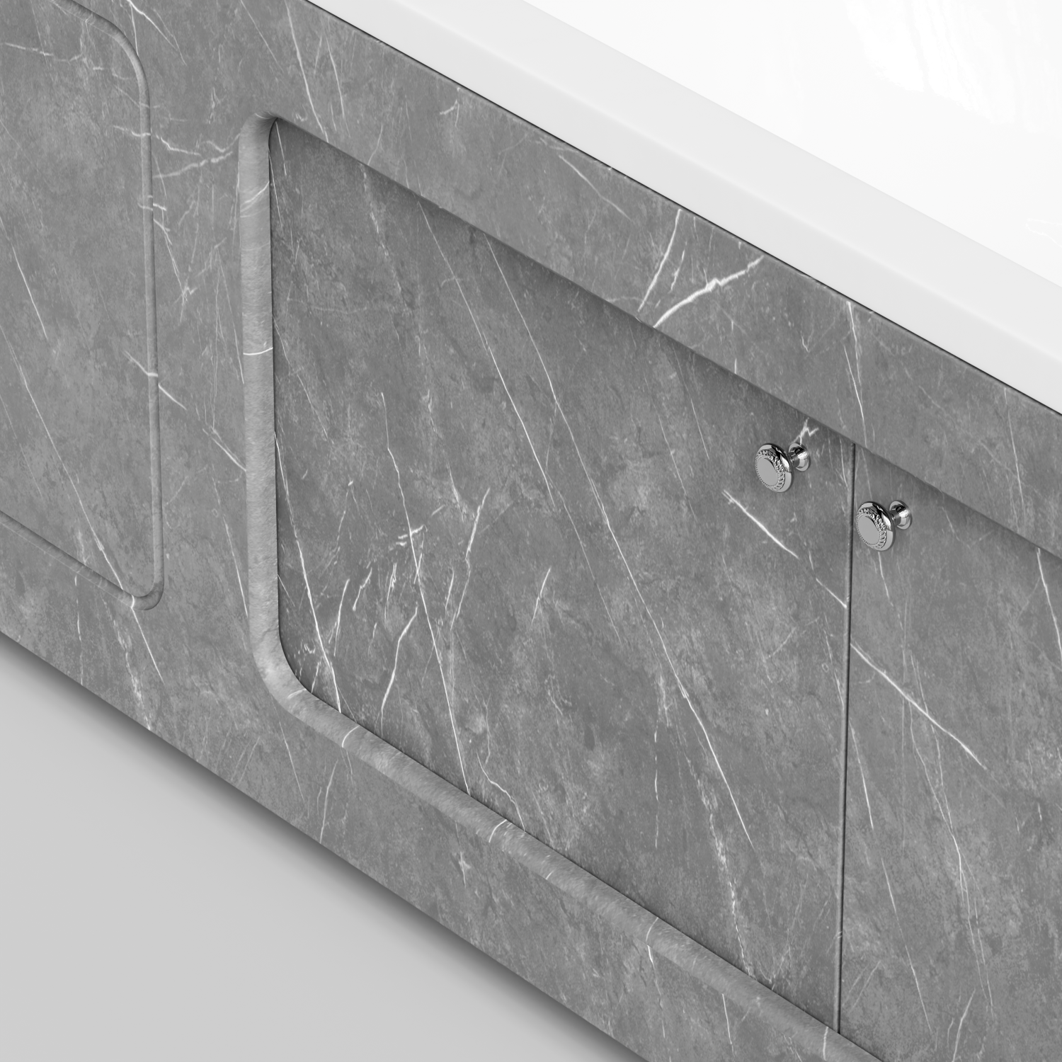 Экран под ванну Vod-ok Лидер 170 раздвижной Мрамор Серый софт тач