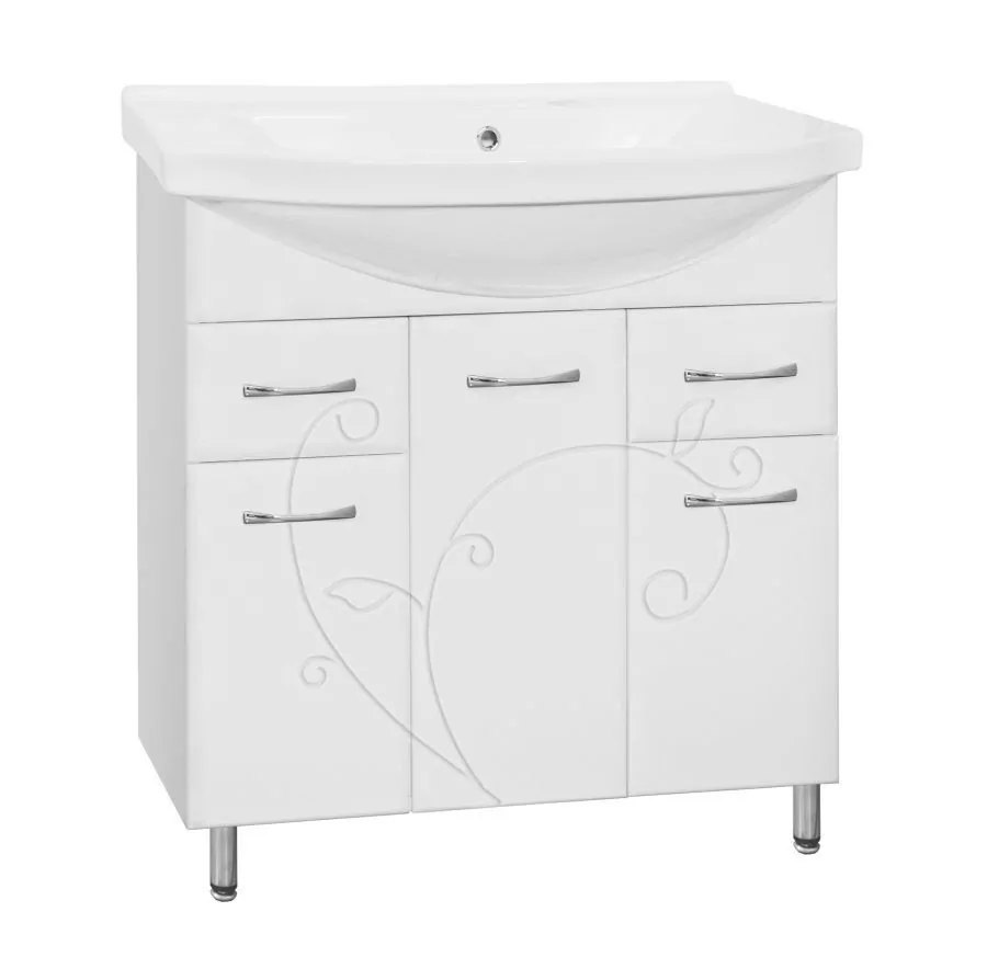 Тумба с раковиной Style Line Эко Фьюжн №26 80 напольная, белая