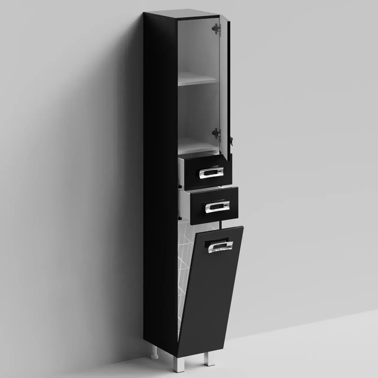 Пенал Vod-ok Орландо 30 L/R напольный с корзиной, черный от магазина Vanna-Vanna.ru!